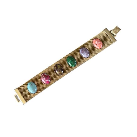 Sarah Coventry Gold Bracelet with Multicolor Stones - Picture 1 of 5